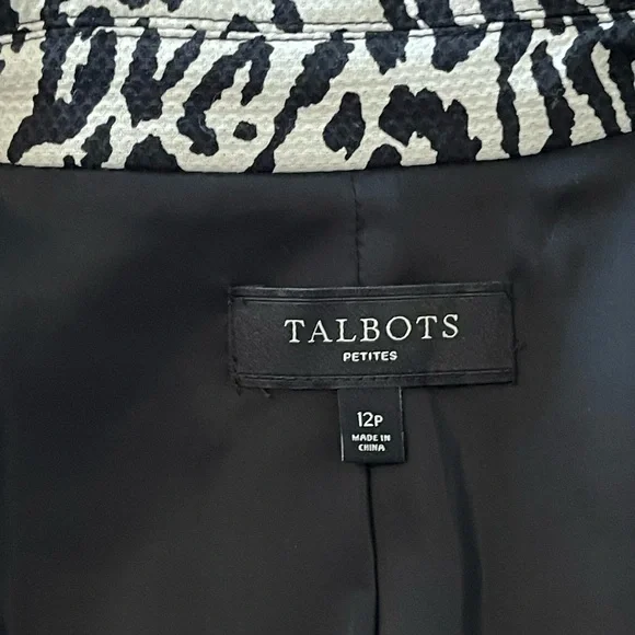 EUC Talbots Black and White Animal Print Blazer - Picture 3 of 6